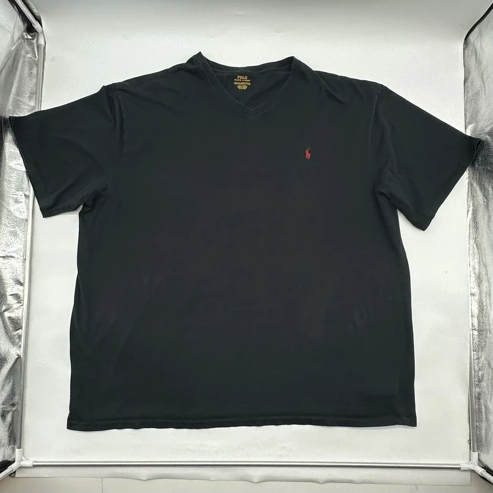 Polo Ralph Lauren Men's Big & Tall Size 4XLT Black Short Sleeve V-Neck T-Shirt